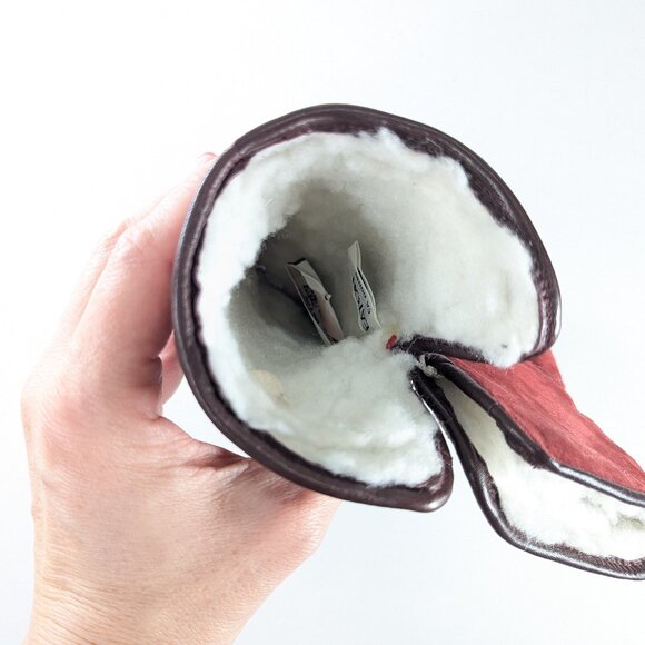 NEW Red Suede-like gloves by EATON ladies size M, white lining 100% Acrylic - Picture 8 of 11